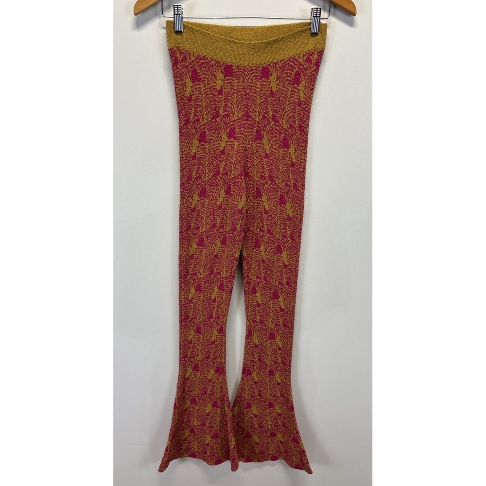Free People Late For The Sky Sweater Trousers Pants Rose Pink Small Retro Flare